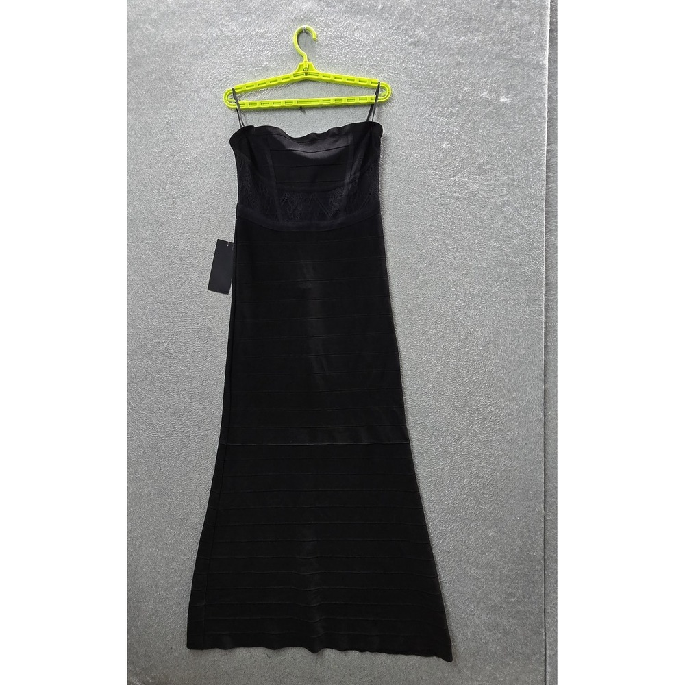 Bebe Women Dress L Black Maxi Bodycon Evelina Bandage Dress Party Formal NWT
